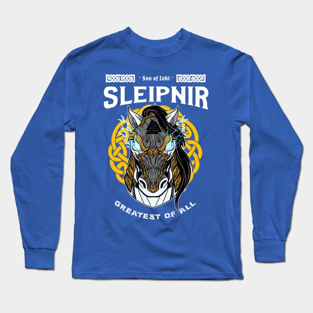 Sons of Loki: Sleipnir the greatest of all Horses-Norse mythology design Long Sleeve T-Shirt by JustJoshDesigns